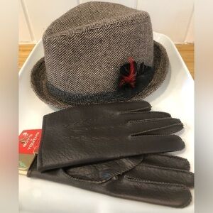 NWT Boys Fedora and Vintage Gloves. BOGO SALE.